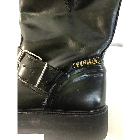 FUGGA Mens 8.5 Hunter Green Leather Boots Y2K - Picture 6 of 16